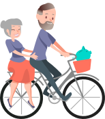 Couple riding a bike.